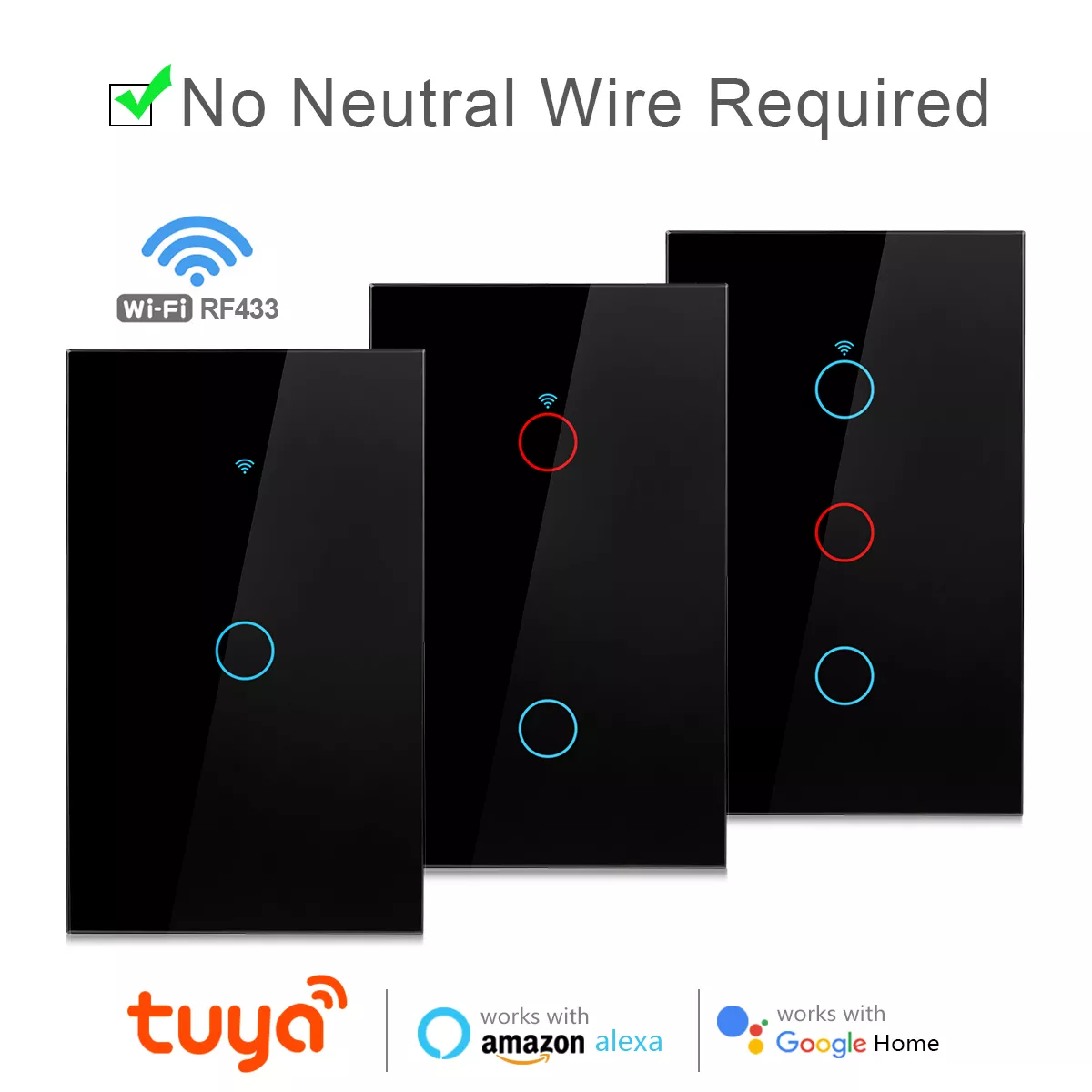 (Nova Conta) Tuya Smart Life Home House Wifi Wireless Remote Wall Switch Voice Control Touch Senso